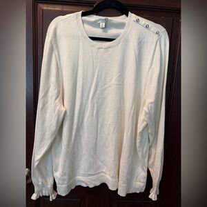 J. Crew Ivory Button Embellishment Sweater